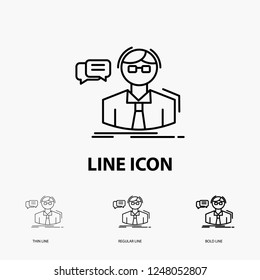 professor, student, scientist, teacher, school Icon in Thin, Regular and Bold Line Style. Vector illustration