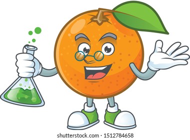 Professor sweet orange cartoon mascot for juice