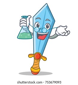 Professor sword character cartoon style vector illustration