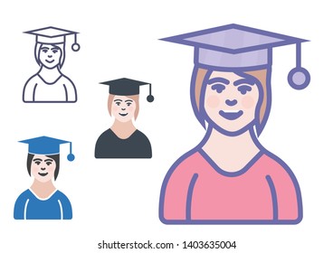 Professor or teacher or student icon- vector education sign symbol.
