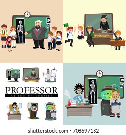 professor teaching at the blackboard, university education concept