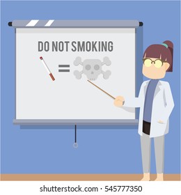 professor teaching lecture about danger of smoking