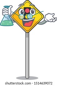Professor traffic light ahead isolated with cartoon