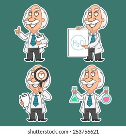 Professor in various poses set stickers 2