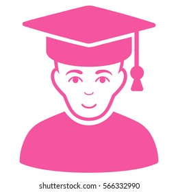 Professor vector icon. Flat pink symbol. Pictogram is isolated on a white background. Designed for web and software interfaces.