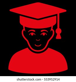 Professor vector icon. Flat red symbol. Pictogram is isolated on a black background. Designed for web and software interfaces.