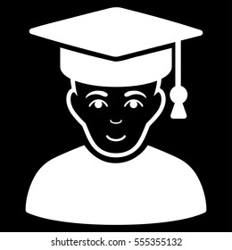 Professor vector icon. Flat white symbol. Pictogram is isolated on a black background. Designed for web and software interfaces.