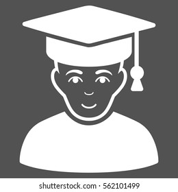 Professor vector icon. Flat white symbol. Pictogram is isolated on a gray background. Designed for web and software interfaces.