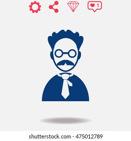 Professor vector icon on grey background.