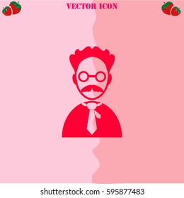 Professor vector  icon. Strawberry Background.