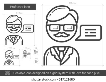 Professor vector line icon isolated on white background. Professor line icon for infographic, website or app. Scalable icon designed on a grid system.