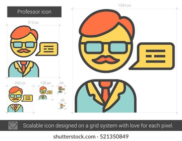 Professor vector line icon isolated on white background. Professor line icon for infographic, website or app. Scalable icon designed on a grid system.