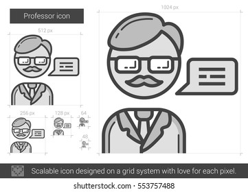 Professor vector line icon isolated on white background. Professor line icon for infographic, website or app. Scalable icon designed on a grid system.