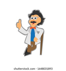 professor with walking stick simple illustration vector clip art