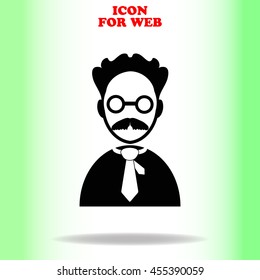 Professor web icon. Black illustration on white background