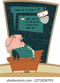 A professor who finds answers with CHAT AI.
An illustration based on the concept of the impact of AI technologies on universities and research.