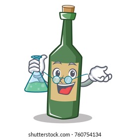 Professor wine bottle character cartoon