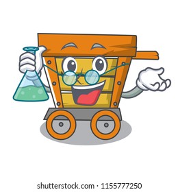 Professor wooden trolley character cartoon