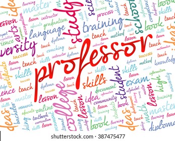 Professor word cloud, education concept background
