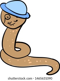 Professor worm, illustration, vector on white background.