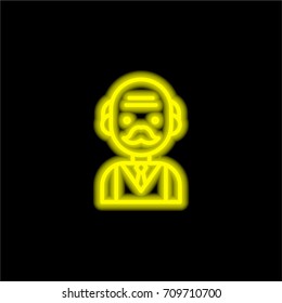 Professor yellow glowing neon ui ux icon. Glowing sign logo vector