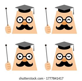 Professor's cartoon character icon (expression set)