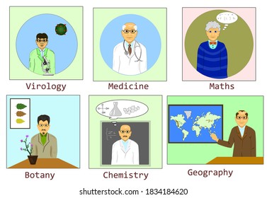 professors of chemistry, botany, geography, virologist, medicine and chemistry