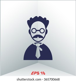 Professor.Teacher. People at work. Vector icon.