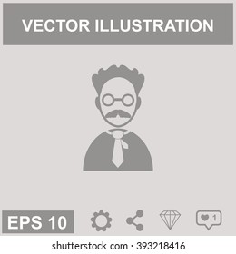 Professor.Teacher. People at work. Vector icon.