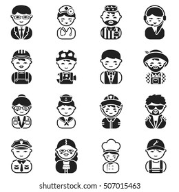 Proffesion set icons in black style. Big collection proffesion vector symbol stock