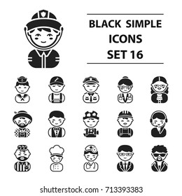 Proffesion set icons in black style. Big collection proffesion vector symbol stock illustration