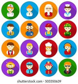 Proffesion set icons in flat style. Big collection proffesion vector symbol stock illustration