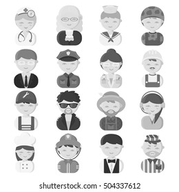 Proffesion set icons in monochrome style. Big collection of proffesion vector symbol stock illustration