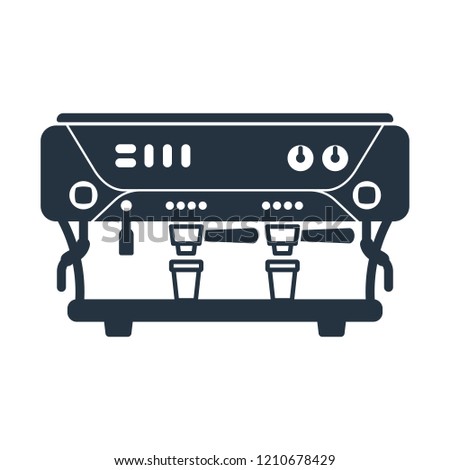 Proffesional coffee machine isolated icon on white background, 400 coffee set, logo and sign