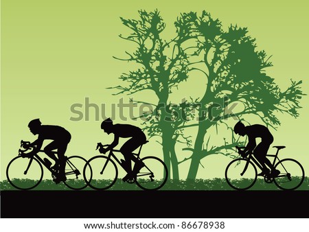 Proffesional cyclists. Vector illustration