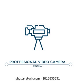 icono del vector de contorno de cámara de vídeo profesional. ilustración de elemento simple. ícono de contorno profesional de cámara de vídeo a partir del concepto de cine editable. se puede usar para web y móvil
