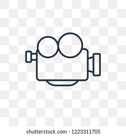 Proffesional Video Camera vector outline icon isolated on transparent background, high quality linear Proffesional Video Camera transparency concept can be used web and mobile