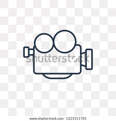 Proffesional Video Camera vector outline icon isolated on transparent background, high quality linear Proffesional Video Camera transparency concept can be used web and mobile