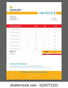 Proffesonal and unique design invoice . 
Size A4