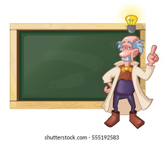 proffesoru or scientist had the idea of genius, and he raised his finger up and the top of the lamp is lit