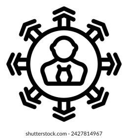 Vector de contorno de icono de crecimiento de competencia. Aumento de la capacidad. Estrategia de desarrollo profesional