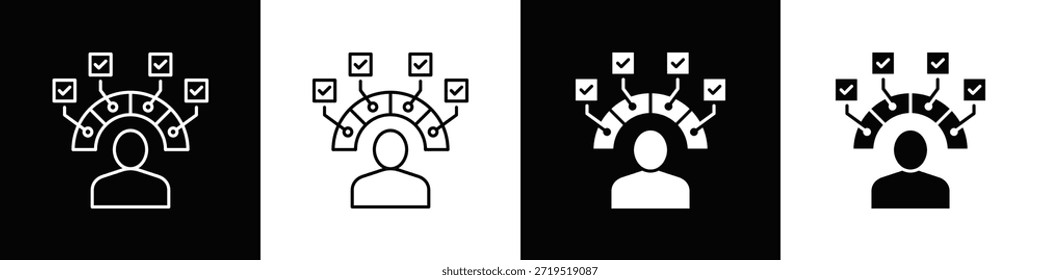 Icono de competencia con estilo minimalista blanco negro variante