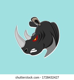 Profil head angry rhino.Can be used as mascot, sticker, print on t-shirt, tatoo and more. Vector image EPS.