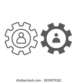 Línea de configuración de profil e icono de glifo. Gráficos vectoriales, un patrón lineal en un fondo blanco, eps 10