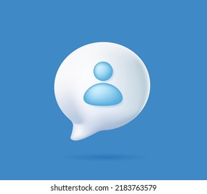 Profile 3d Icon. Speach Bubble And Avatar Icon, People, Talk. Dialog, Chat Speech Bubble. 3d Vector Render Illustration Isolated On Background. UI, Ux Interface Icon Free To Edit. Avatar Profile Icon