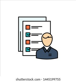 Profile, Abilities, Business, Employee, Job, Man, Resume, Skills  Flat Color Icon. Vector icon banner Template