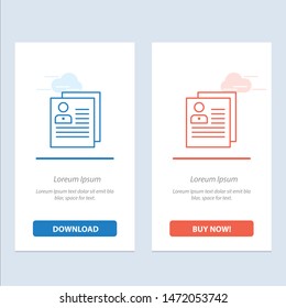 Profile, About, Contact, Delete, File, Personal  Blue and Red Download and Buy Now web Widget Card Template