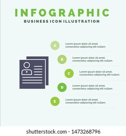 Profile, About, Contact, Delete, File, Personal Solid Icon Infographics 5 Steps Presentation Background