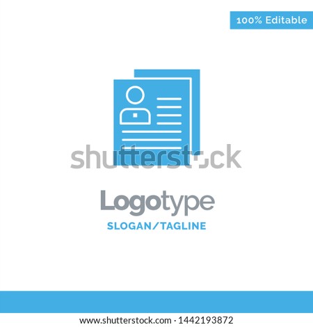 Profile, About, Contact, Delete, File, Personal Blue Solid Logo Template. Place for Tagline