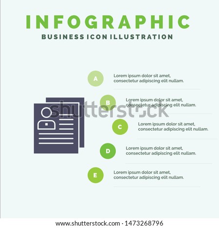 Profile, About, Contact, Delete, File, Personal Solid Icon Infographics 5 Steps Presentation Background